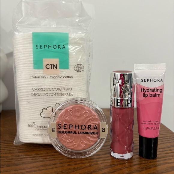 Other - Sephora collection makeup bundle, including blush, plum lip gloss and cotton